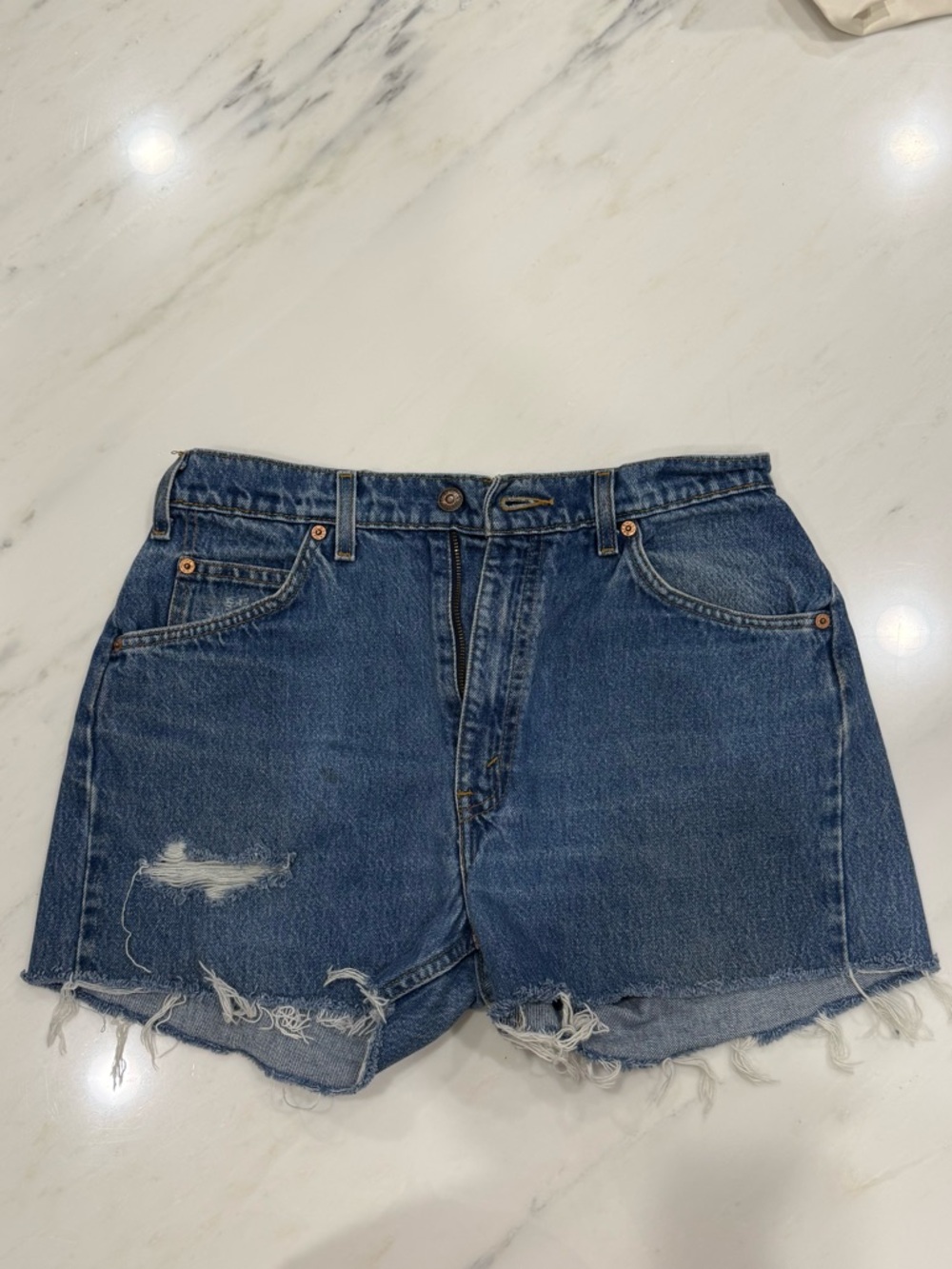 Ali Grace Distressed Blue Denim Shorts